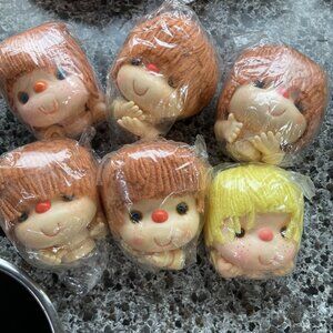 VTG CRAFT LOT 6 Doll Head Hands Sets 5 Red Rust Brown , 1 Yellow- Yarn Hair NWOT